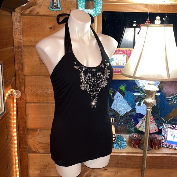 $95 Spense Halter top crystal detail gorgeous - Picture 5 of 12